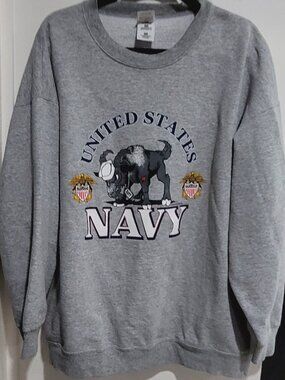 Vintage US Navy Sweatshirt Mens 3XL Fruit of the Loom Gray Military Pullover